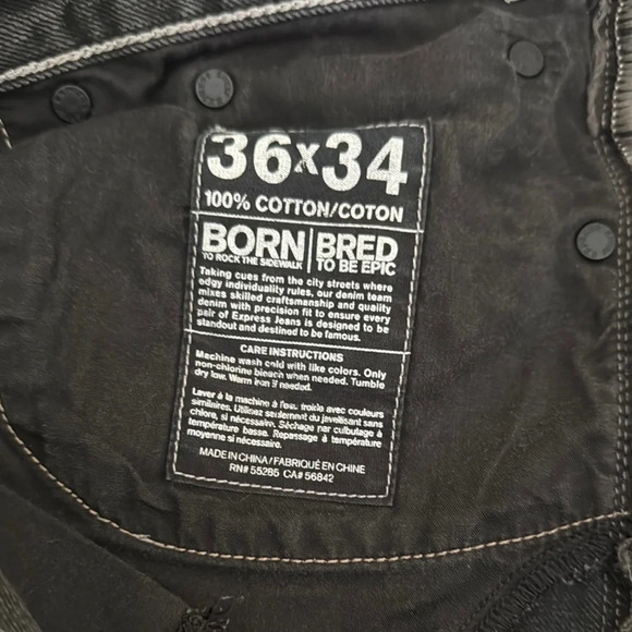 Express Black Kingston Straight Leg Jeans with Modern Distressing 36X34 - Picture 7 of 9